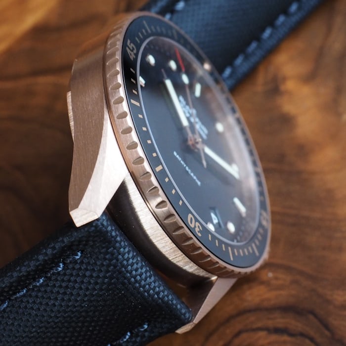 Blancpain Fifty Fathoms Sedna Gold case flank