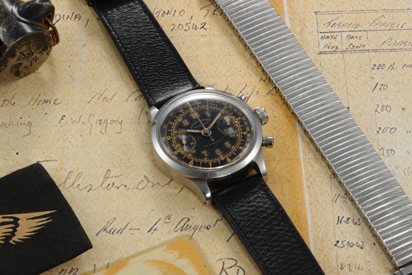 ROLEX, REF. 3525,”MONOBLOCCO” A HISTORICALLY IMPORTANT STEEL CHRONOGRAPH WRISTWATCH. THE PERSONAL WATCH OF RAF LT. GERALD IMESON WORN AS A "POW" IN STALAG LUFT III, INSTRUMENTAL IN THE PLANNING AND EXECUTION OF "THE GREAT ESCAPE", 24 MARCH, 1944.
