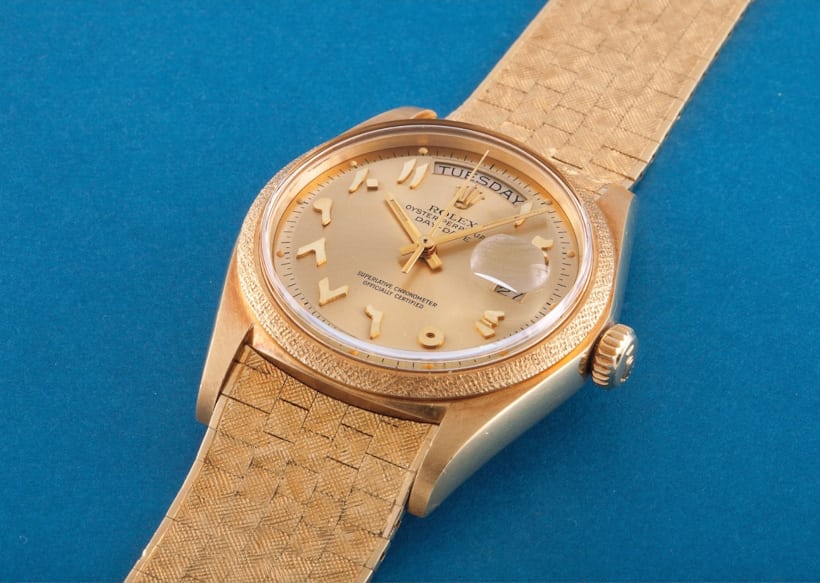 The Rolex Day-Date "Cleopatra" – lot 23 at the Phillips Glamorous Day-Date sale. Credit, Phillips.