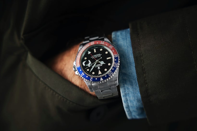 A vintage Rolex GMT-Master on the wrist