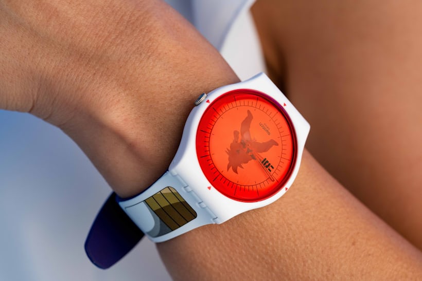 Vegeta themed watch on wrist