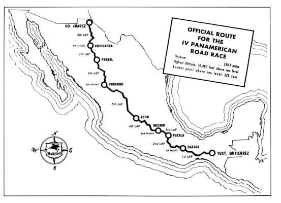 Map of the Carrera Panamericana Route