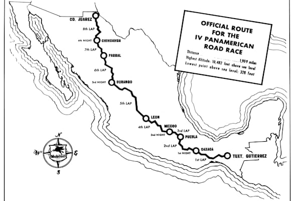 Map of the Carrera Panamericana Route