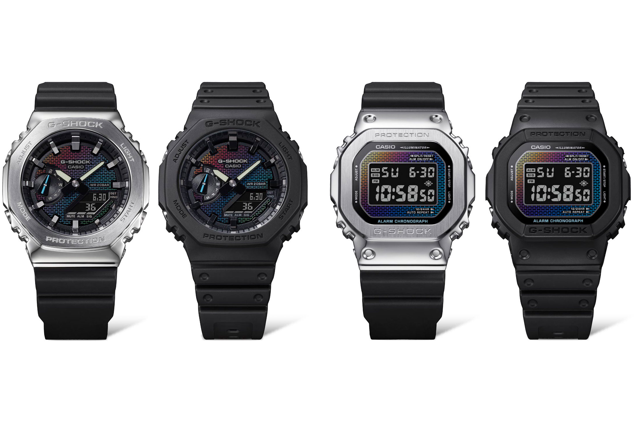 G-SHOCKの2100系と5600系に手ごろなレインボーカラーモデルが登場