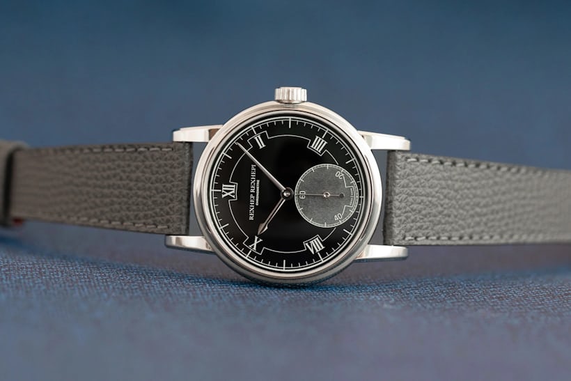 The Rexhep Rexhepi Chronomètre Contemporain II, in platinum with a black grand feu enamel dial.