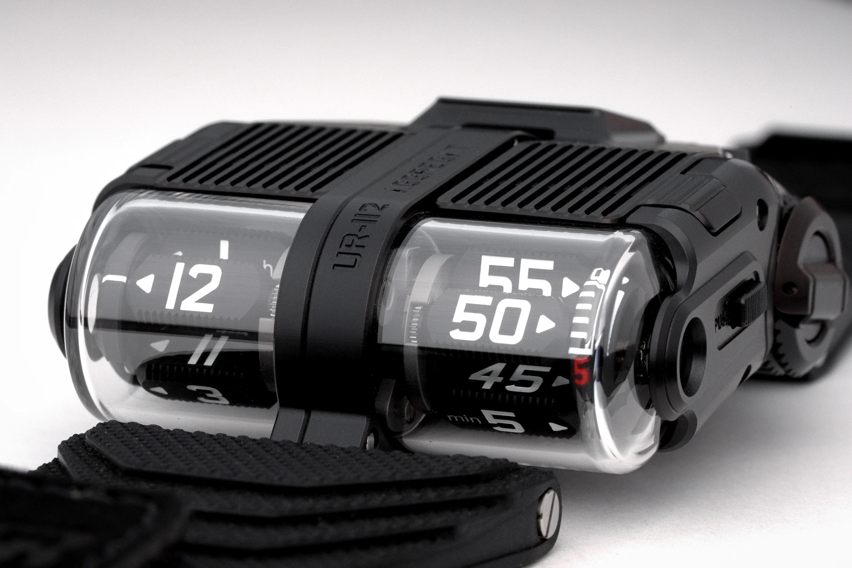 Close up of watch and digital display