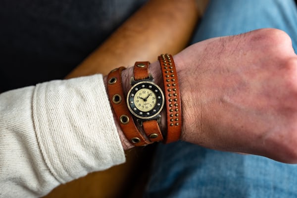 The leather wrap-around watch on the author's wrist. 